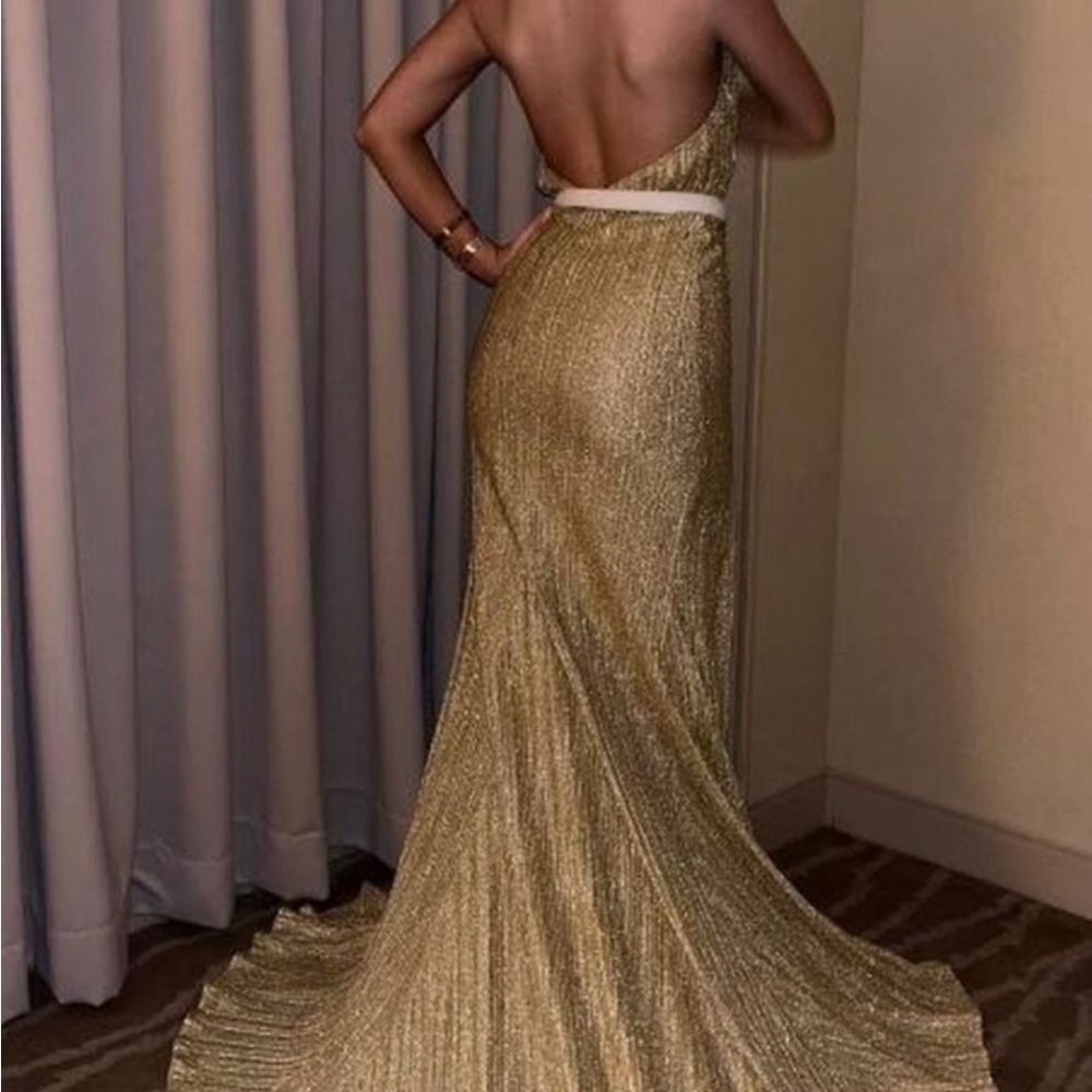 Gold Backless Evening Gown